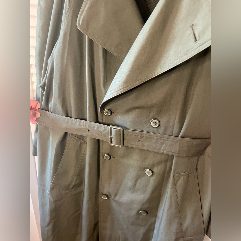 London Fog Olive Green Double-Breasted Trench Coat - Picture 7 of 14